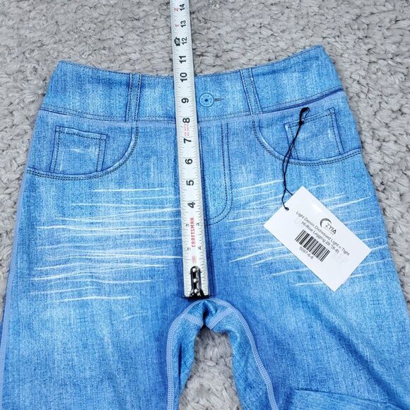 Zyia Active Denim Distressed Light N Tight High Rise Legging 28" Size 6-8 Blue - Picture 3 of 9